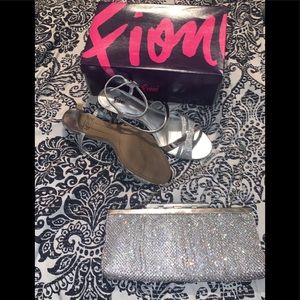 Fioni Silver Heels and Silver clutch